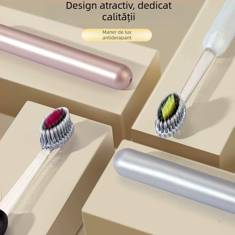 Periuță de dinți manuală cu peri moi și design montan cu spirală convexă pentru curățare profundă – set 2 buc., model Gd001