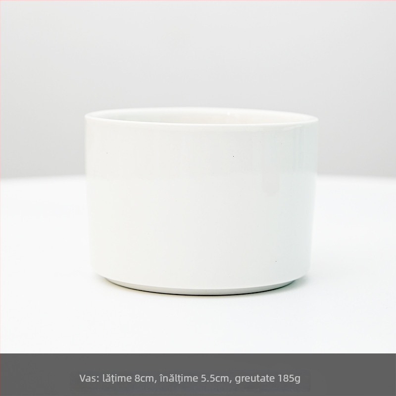 Ghiveci ceramic cu imprimare a logo-ului; design simplu din porțelan; pentru birou sau podea; producție semi-artizanală.