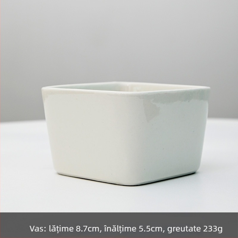 Ghiveci ceramic cu imprimare a logo-ului; design simplu din porțelan; pentru birou sau podea; producție semi-artizanală.