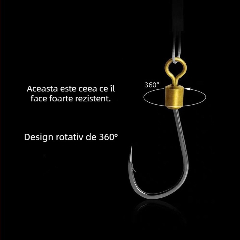 Treasure in the Lake cârlig de pescuit, din sârmă anti-încâlcare, dublu, cu dinți, pentru pescuit marin de pe barcă (dimensiuni variate)