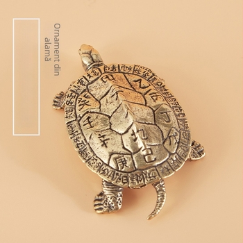 Țestoasă de birou din alamă, cu 24 de perioade solare, lucrat manual și gravat, stil chinezesc