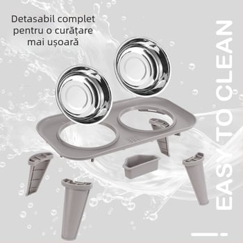 Set de hrănire pentru animale din oțel inoxidabil — Boluri duble cu protecție pentru gât, detașabil, origine Zhejiang