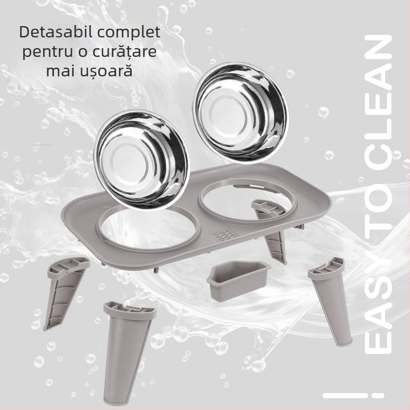 Set de hrănire pentru animale din oțel inoxidabil — Boluri duble cu protecție pentru gât, detașabil, origine Zhejiang