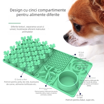 Covor de lingere pentru animale de companie din silicon, cu ventuză – 4 în 1, bol pentru hrănire lentă