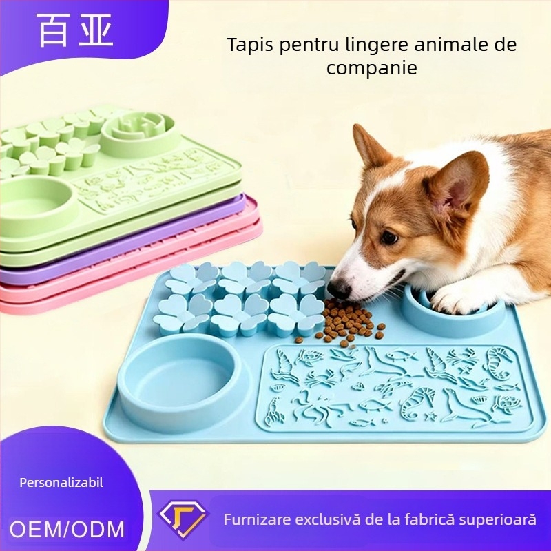 Covor de lingere pentru animale de companie din silicon, cu ventuză – 4 în 1, bol pentru hrănire lentă