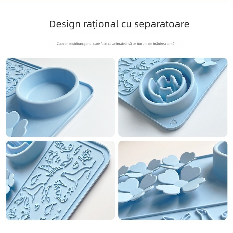 Covor de lingere pentru animale de companie din silicon, cu ventuză – 4 în 1, bol pentru hrănire lentă