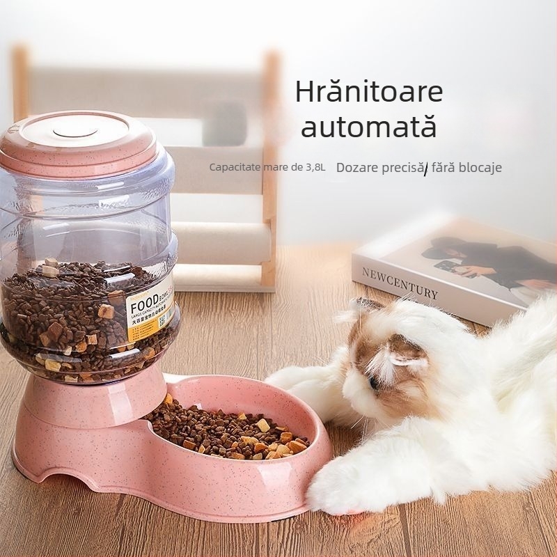 Hranitoare automată pentru pisici și dozator de apă, din plastic, set complet, ustensile de hrănire pentru animale de companie