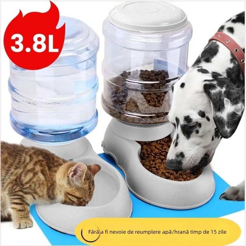 Hranitoare automată pentru pisici și dozator de apă, din plastic, set complet, ustensile de hrănire pentru animale de companie