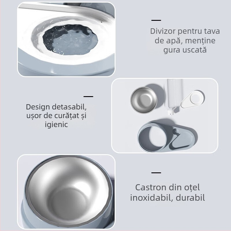 Vas pentru apă și hrană pisicilor; materiale: PP, PET, oțel inoxidabil; pentru pisici