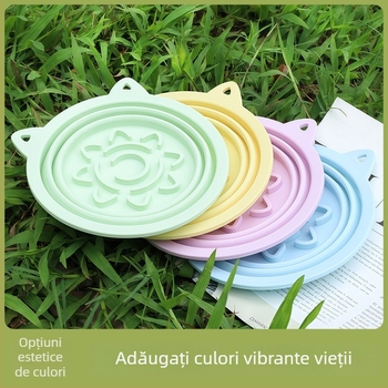 Vas pliabil din silicon pentru pisici cu ventuză, hranire lentă, capacitate mare, multifuncțional