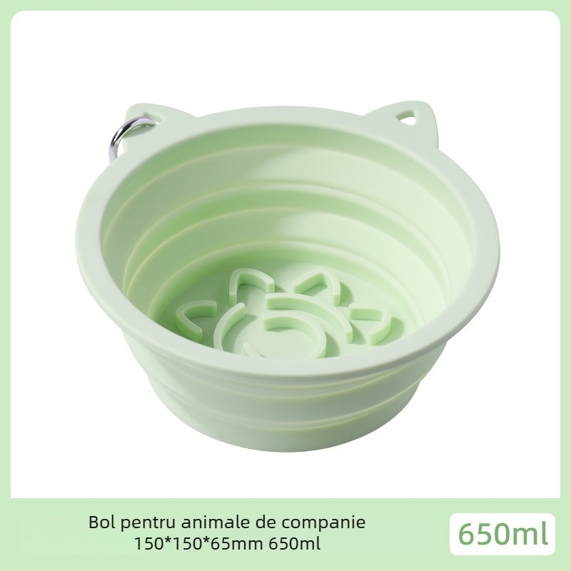 Vas pliabil din silicon pentru pisici cu ventuză, hranire lentă, capacitate mare, multifuncțional