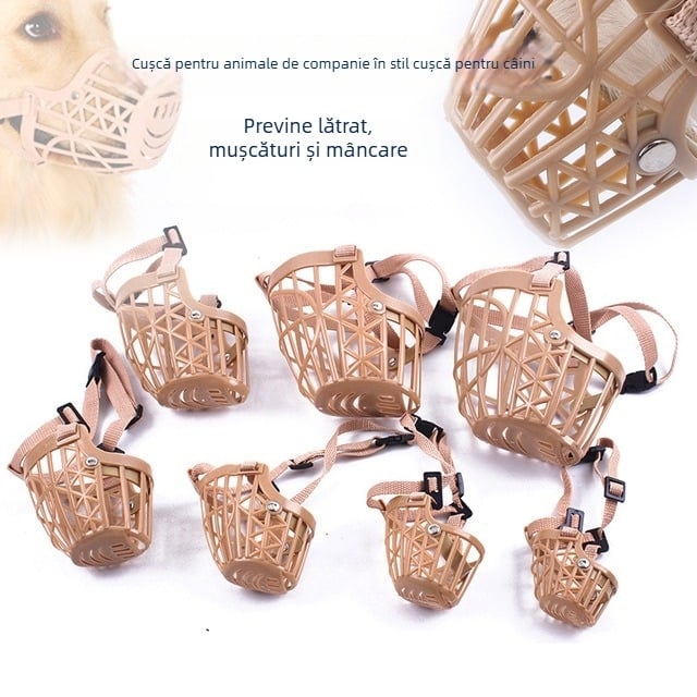 Mască bot câine, respirabilă, anti-mușcare, anti-lătrat; material: plastic; importat: Nu; autorizare IP: Nu