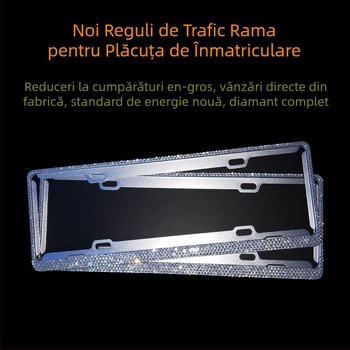 Ramă pentru plăcuța de înmatriculare din aliaj de aluminiu, cu diamant, pentru vehicule cu energie nouă, design cu gaurire completă