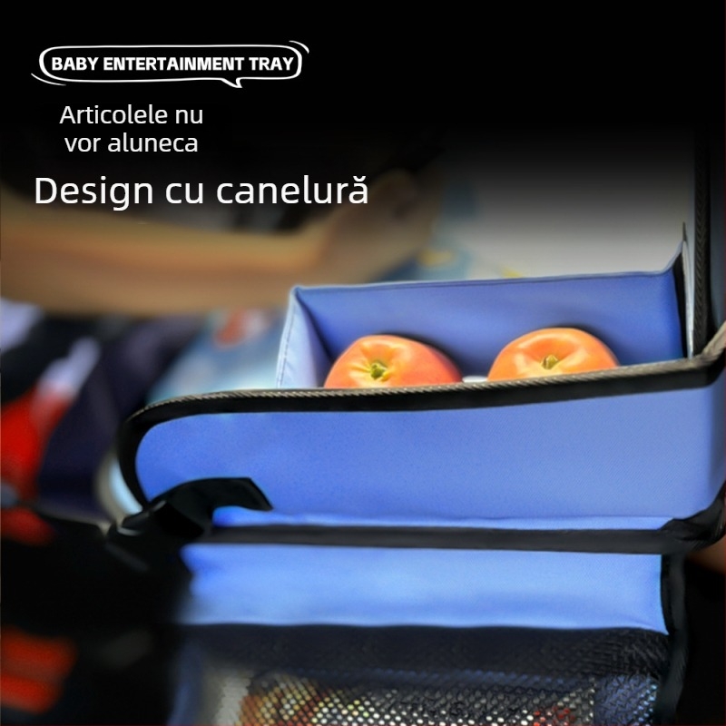 Tavă de călătorie pentru copii în mașină – masă pliabilă pentru genunchi și tablă de desen, montaj prin click, multifuncțională pentru scaunul auto