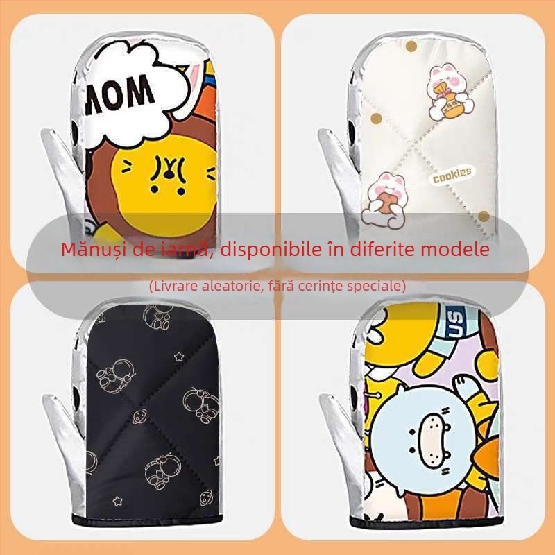 Mănuși pentru motocicletă electrică, căptușeală din bumbac dens, protecție împotriva vântului, căldură de iarnă, unisex