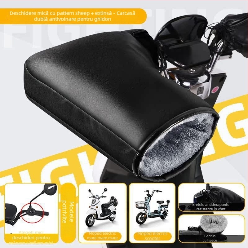 Mănuși pentru motocicletă electrică, căptușeală din bumbac dens, protecție împotriva vântului, căldură de iarnă, unisex