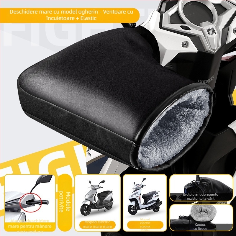 Mănuși pentru motocicletă electrică, căptușeală din bumbac dens, protecție împotriva vântului, căldură de iarnă, unisex