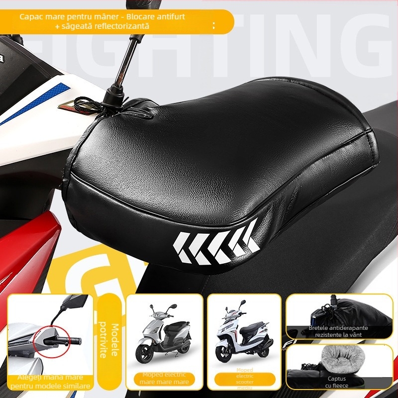 Mănuși pentru motocicletă electrică, căptușeală din bumbac dens, protecție împotriva vântului, căldură de iarnă, unisex