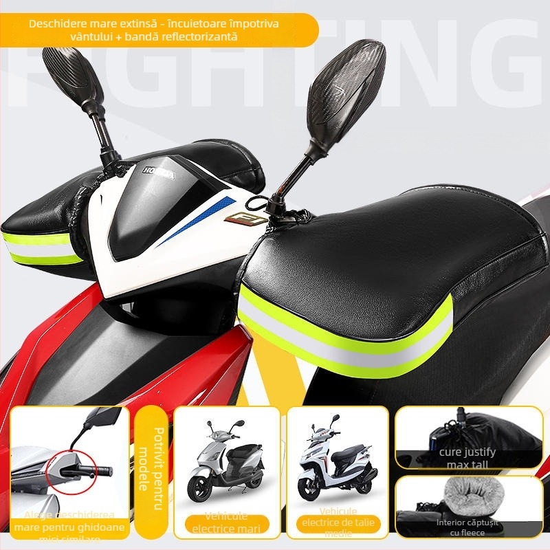 Mănuși pentru motocicletă electrică, căptușeală din bumbac dens, protecție împotriva vântului, căldură de iarnă, unisex