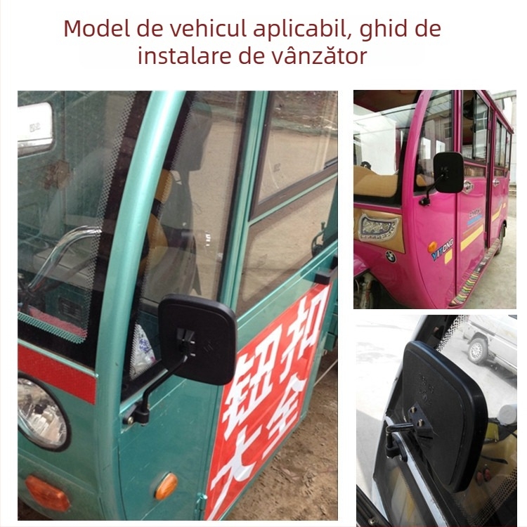 Oglindă retrovizoare Time Wind Mojielong pentru triciclu, oglindă din sticlă, sferică, 48V, capac din plastic