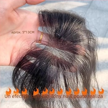 Piesă de păr cu breton – păr uman, țesut manual, drept, poate fi vopsită și compatibilă cu permamentul