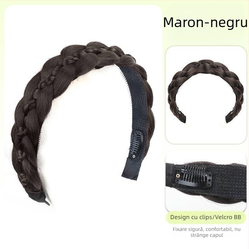 Perucă cu împletitură tip ribă de pește magnetică, păr sintetic, stil anime cosplay, model CX006 Magnetic Princess Braid, conturare facială și volum