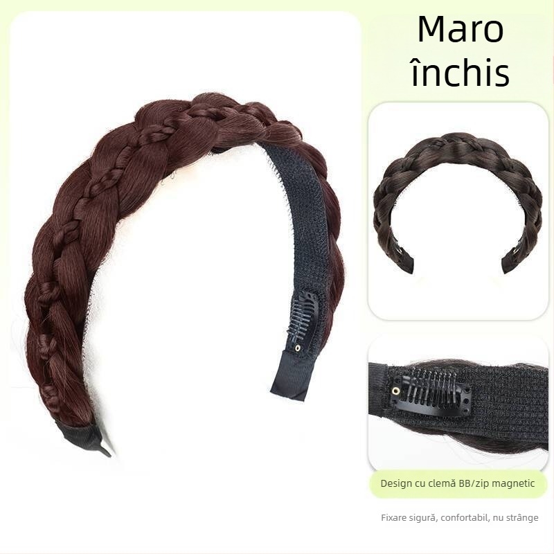 Perucă cu împletitură tip ribă de pește magnetică, păr sintetic, stil anime cosplay, model CX006 Magnetic Princess Braid, conturare facială și volum