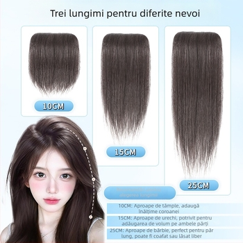 Topper pentru păr din păr uman real, drept, piesă unică cu pernă din burete, nepigmentat, Model: Real Hair Sponge Pad Hairpiece, Origine: Henan