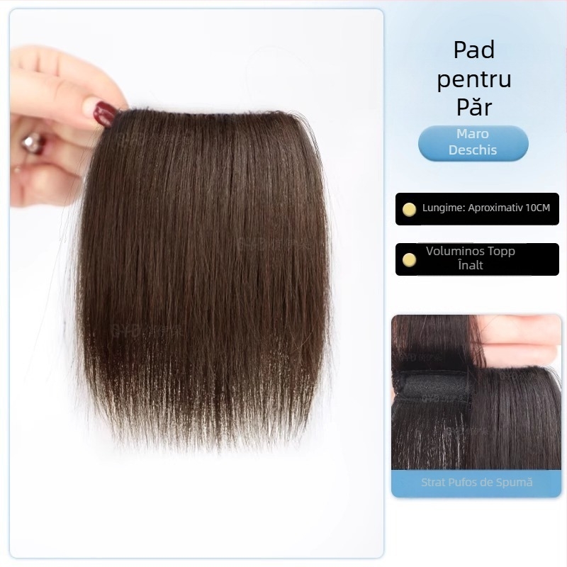 Topper pentru păr din păr uman real, drept, piesă unică cu pernă din burete, nepigmentat, Model: Real Hair Sponge Pad Hairpiece, Origine: Henan