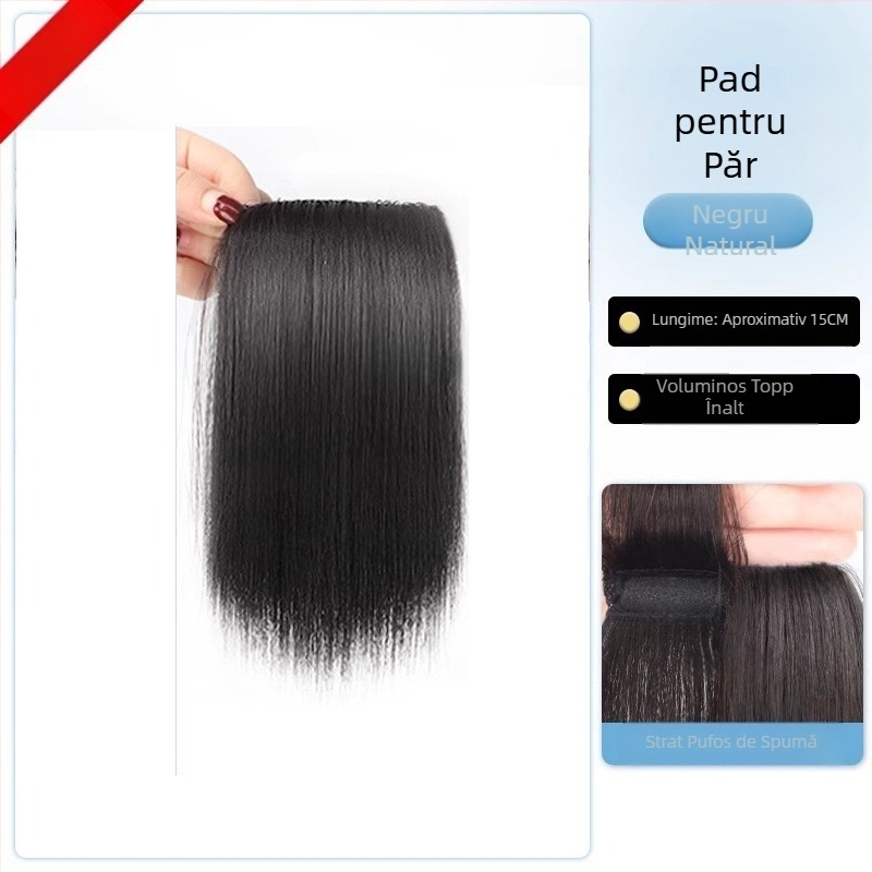 Topper pentru păr din păr uman real, drept, piesă unică cu pernă din burete, nepigmentat, Model: Real Hair Sponge Pad Hairpiece, Origine: Henan