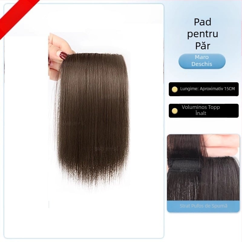 Topper pentru păr din păr uman real, drept, piesă unică cu pernă din burete, nepigmentat, Model: Real Hair Sponge Pad Hairpiece, Origine: Henan
