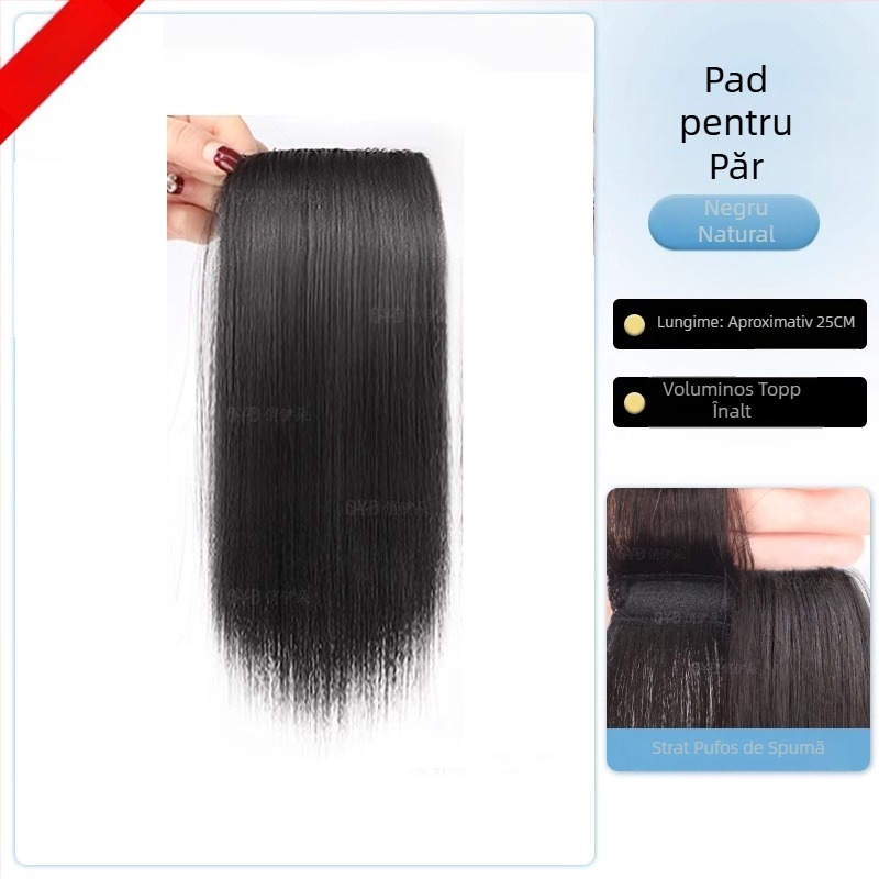 Topper pentru păr din păr uman real, drept, piesă unică cu pernă din burete, nepigmentat, Model: Real Hair Sponge Pad Hairpiece, Origine: Henan