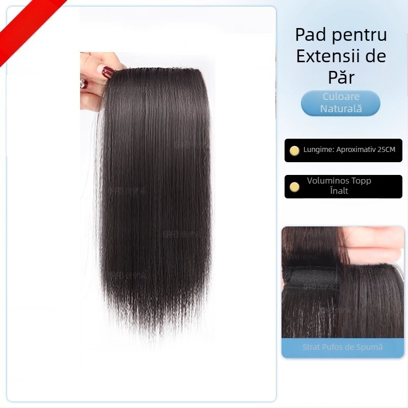 Topper pentru păr din păr uman real, drept, piesă unică cu pernă din burete, nepigmentat, Model: Real Hair Sponge Pad Hairpiece, Origine: Henan