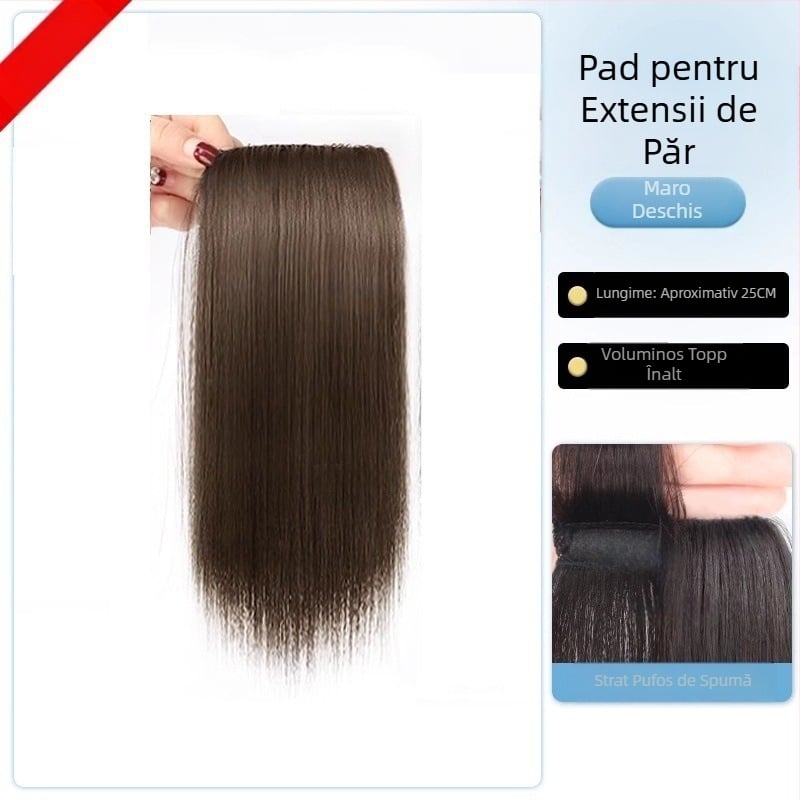 Topper pentru păr din păr uman real, drept, piesă unică cu pernă din burete, nepigmentat, Model: Real Hair Sponge Pad Hairpiece, Origine: Henan
