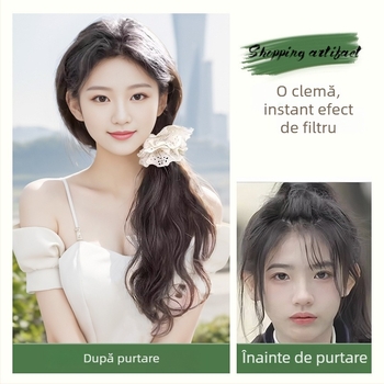 Ponytail perucă cu clips, stil coreean, fire rezistente la temperaturi înalte, nu este potrivită pentru vopsire cu vopsea fierbinte, potrivită pentru toate nuanțele pielii