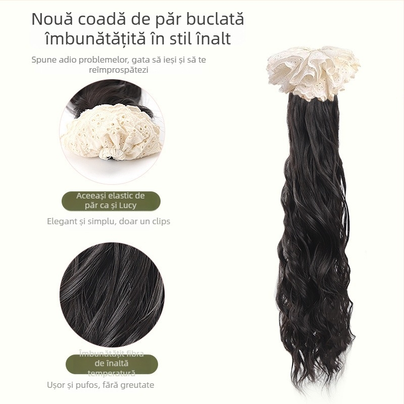 Ponytail perucă cu clips, stil coreean, fire rezistente la temperaturi înalte, nu este potrivită pentru vopsire cu vopsea fierbinte, potrivită pentru toate nuanțele pielii