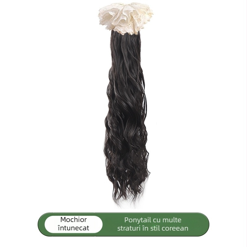 Ponytail perucă cu clips, stil coreean, fire rezistente la temperaturi înalte, nu este potrivită pentru vopsire cu vopsea fierbinte, potrivită pentru toate nuanțele pielii