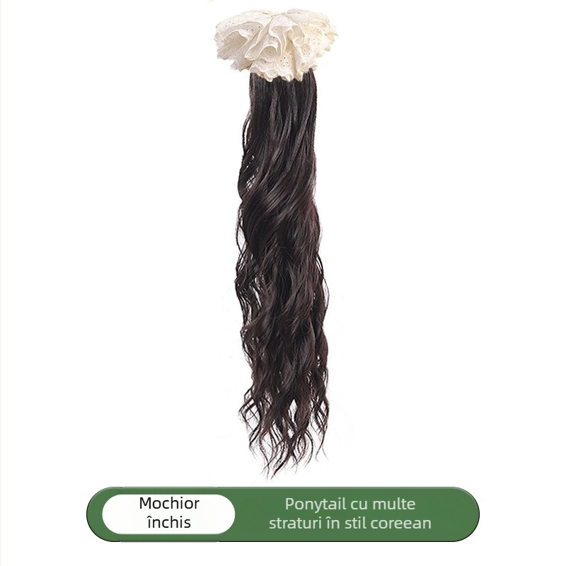 Ponytail perucă cu clips, stil coreean, fire rezistente la temperaturi înalte, nu este potrivită pentru vopsire cu vopsea fierbinte, potrivită pentru toate nuanțele pielii