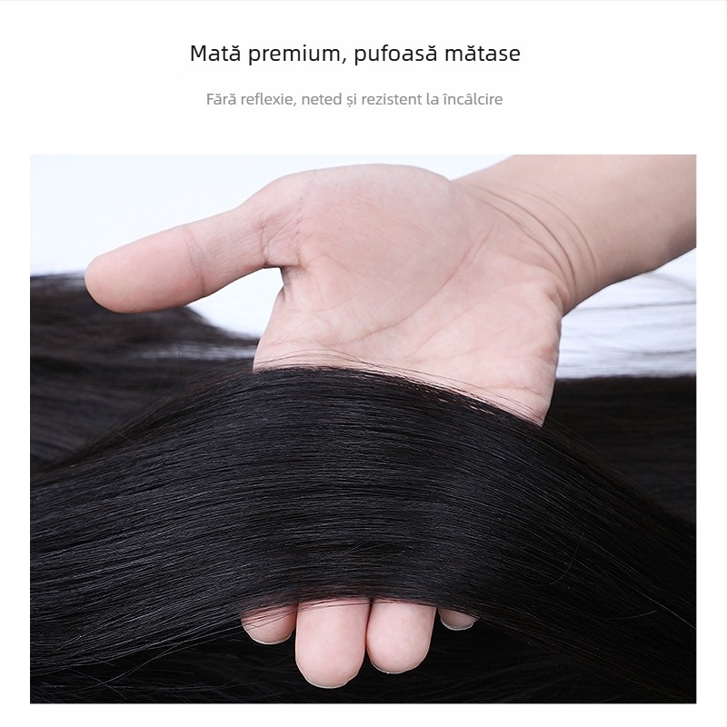 Perucă cu clips, stil natural, model Grab Chicken Feather Balls, sârmă rezistentă la căldură (Model: Grab Chicken Feather Balls; Material: Sârmă rezistentă la căldură; Pigmentare: nu pentru vopsire cu temperatură; Eficacitate: schimbare de formă)