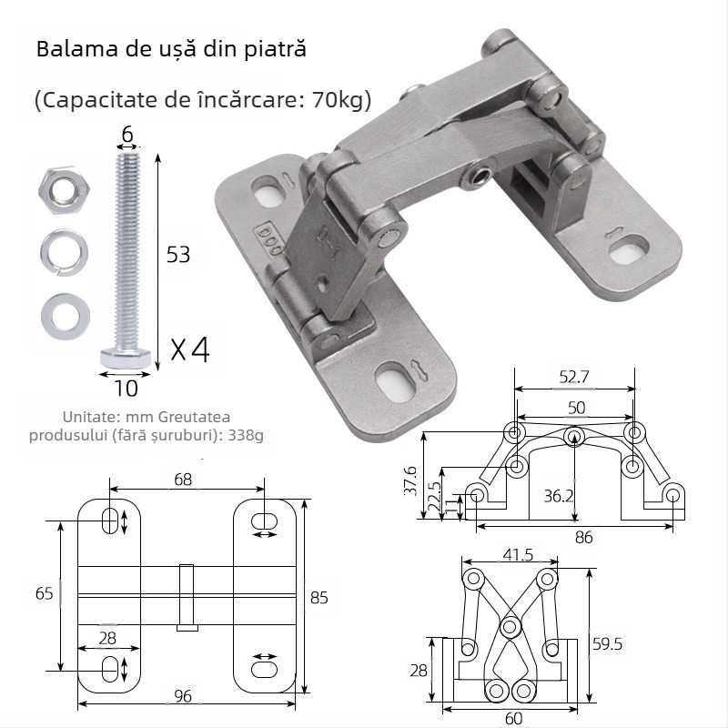 Șarnier ușă din piatră — oțel inoxidabil, model 2025.5.13, destinat hidrantului de incendiu, ușilor ascunse și gurilor de canalizare