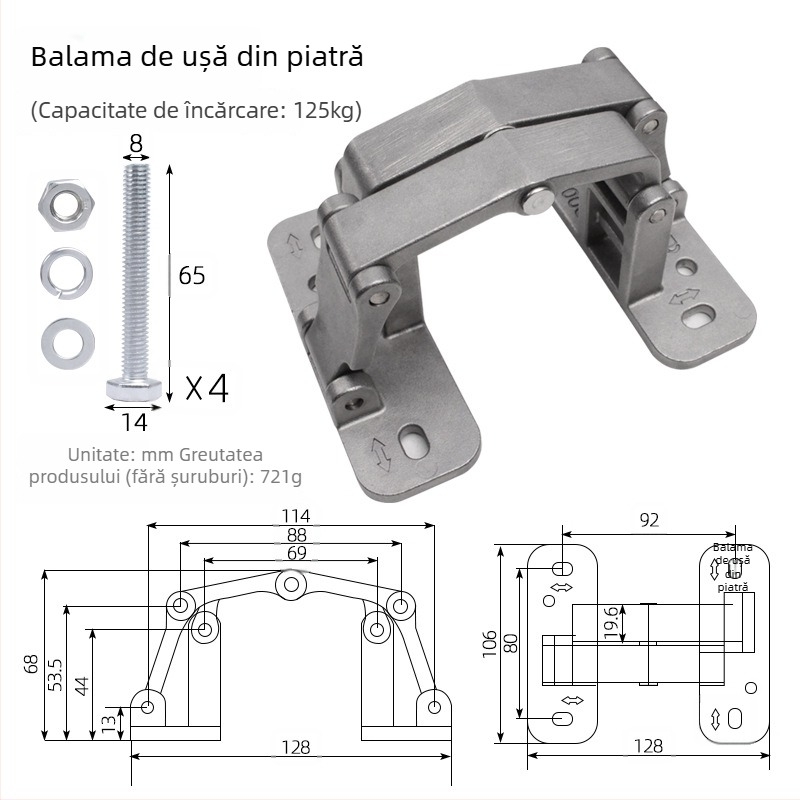 Șarnier ușă din piatră — oțel inoxidabil, model 2025.5.13, destinat hidrantului de incendiu, ușilor ascunse și gurilor de canalizare