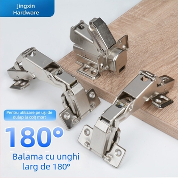 Balama de dulap cu amortizor hidraulic 180° pentru dulapuri, garderobe, biblioteci — oțel laminat la rece