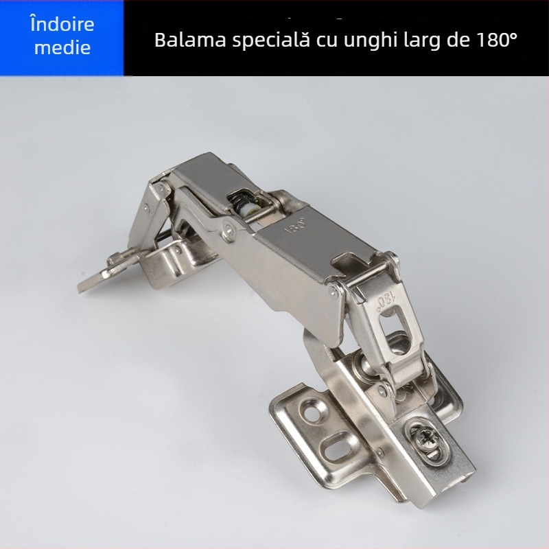 Balama de dulap cu amortizor hidraulic 180° pentru dulapuri, garderobe, biblioteci — oțel laminat la rece