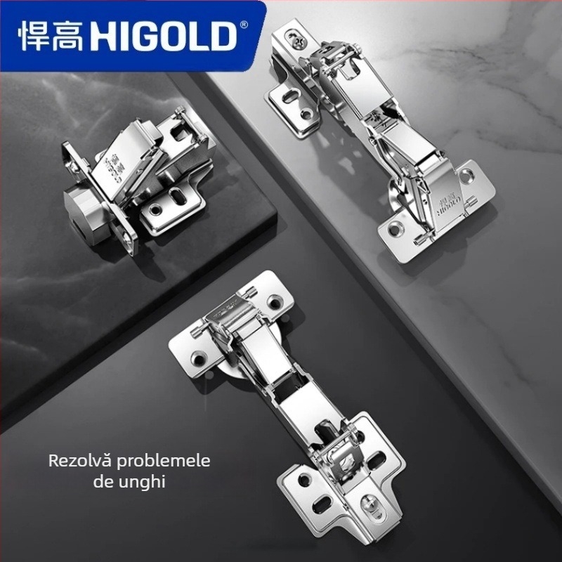 Higold balama colț 165° pentru dulapuri, acționare în două etape, amortizare silențioasă, oțel laminat la rece, oțel nichelat