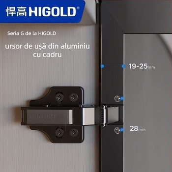 Higold seria G balama pentru ușă cu cadru din aluminiu, amortizor, funcționare silențioasă, oțel laminat la rece