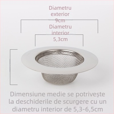 Filtru pentru chiuvetă din oțel inoxidabil – plasă fină pentru bucătărie, anti-obstrucție, colector de păr pentru baie