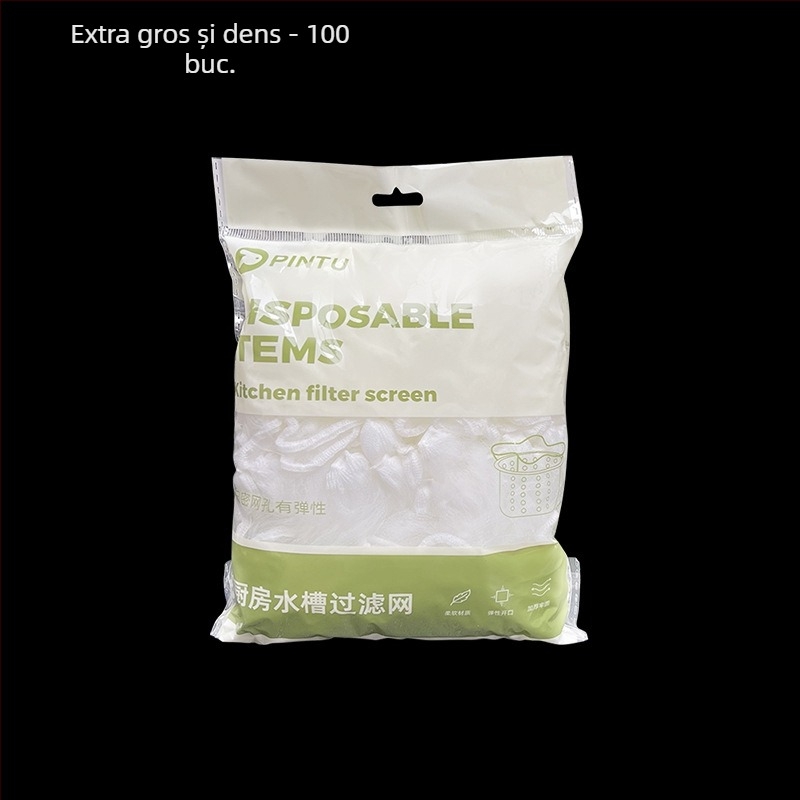 Săculeț filtrant pentru drenajul chiuvetei, din polyester, de unică folosință, anti-blocare, pentru bucătărie