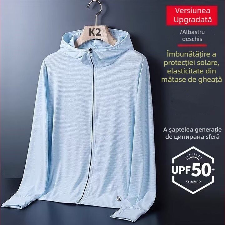 Îmbrăcăminte de protecție solară cu glugă, țesătură subțire, 100% poliester, croială ajustată