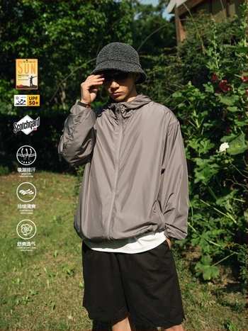 Jachetă cu glugă pentru vară – Stil Japonez Retro, UPF50+ protecție solară, poliester ușor, mai multe buzunare, fermoar
