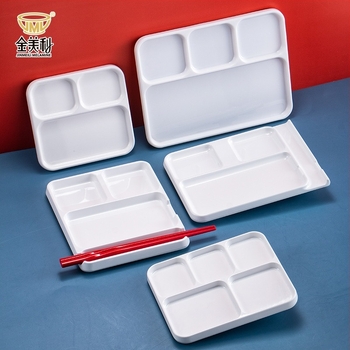 Platou dip din melamină pentru barbeque de la Kimmeli, pătrat, 3–4 compartimente, logo imprimat, personalizare disponibilă, finisaj subglazură, stil modern minimalist